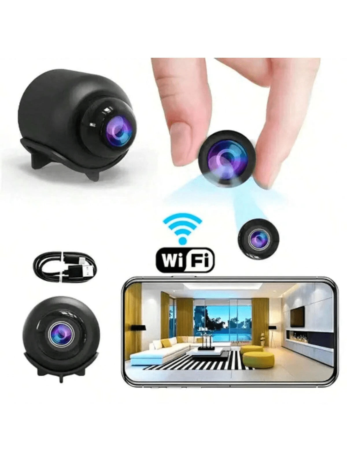 One Or Two Small Wireless Hidden Smart Cameras, High-Definition WiFi Mini Surveillance Cameras, Supporting Motion Detection And App Control, Suitable For Indoor And Outdoor Cat And Dog Monitoring/Home
