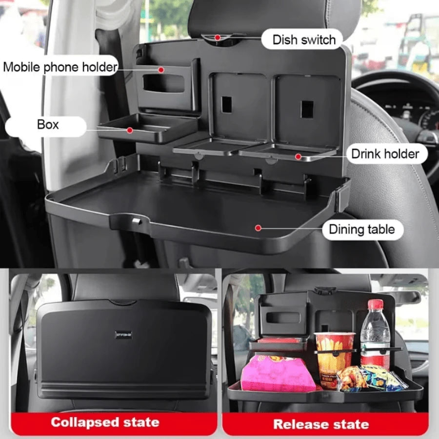 One-Piece Car Rear Table,, Travel Table, Roadside GearDesign, Space-Saving Solution, Durable Construction, Easy To Clean, Cup Holder, Car Storage Box, Family Travel, Commuting Accessory, Car Cup Hold