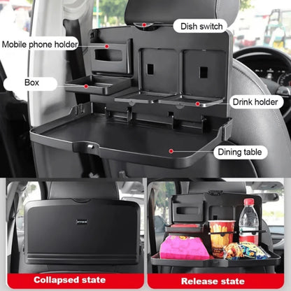 One-Piece Car Rear Table,, Travel Table, Roadside GearDesign, Space-Saving Solution, Durable Construction, Easy To Clean, Cup Holder, Car Storage Box, Family Travel, Commuting Accessory, Car Cup Hold