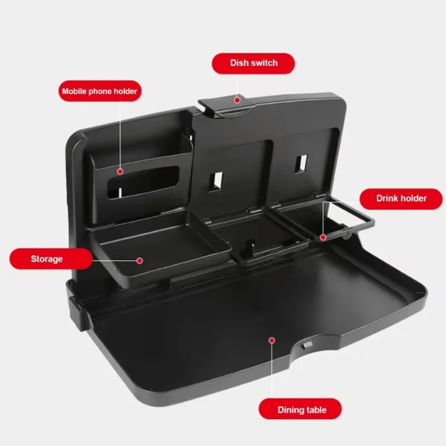 One-Piece Car Rear Table,, Travel Table, Roadside GearDesign, Space-Saving Solution, Durable Construction, Easy To Clean, Cup Holder, Car Storage Box, Family Travel, Commuting Accessory, Car Cup Hold