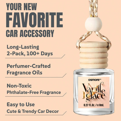 Osmore Vanilla Car Air Freshener Diffuser, 4-Pack Long-Lasting Hanging Fragrance Oil Diffusers, Essential Oil Aromatherapy Car Perfume, Car Mirror Hanging Accessories, Car Scent Diffuser, Auto Air Fre
