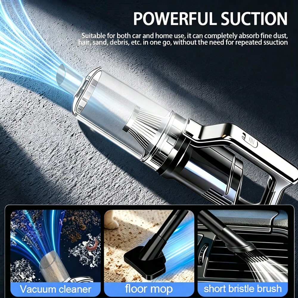 OUDEMU/Car Vacuum Cleaner, Powerful Suction, High Power, Suitable For Dust, Debris, Pet Hair, Snack Crumbs, Etc., For Car/Home/Office. Cordless Design LED Light- Portable- Mini And Compact- Crevice