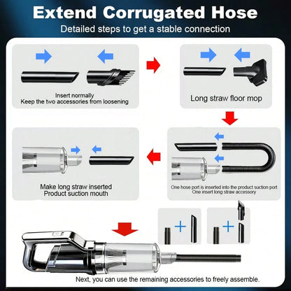 OUDEMU/Car Vacuum Cleaner, Powerful Suction, High Power, Suitable For Dust, Debris, Pet Hair, Snack Crumbs, Etc., For Car/Home/Office. Cordless Design LED Light- Portable- Mini And Compact- Crevice