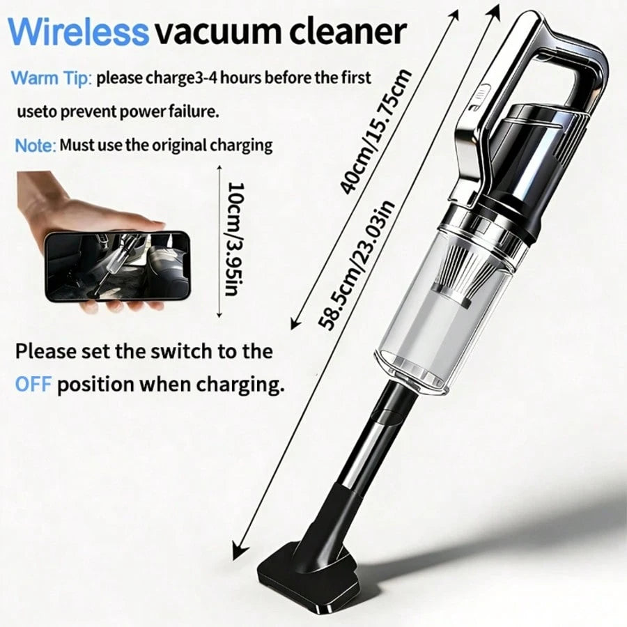 OUDEMU/Car Vacuum Cleaner, Powerful Suction, High Power, Suitable For Dust, Debris, Pet Hair, Snack Crumbs, Etc., For Car/Home/Office. Cordless Design LED Light- Portable- Mini And Compact- Crevice