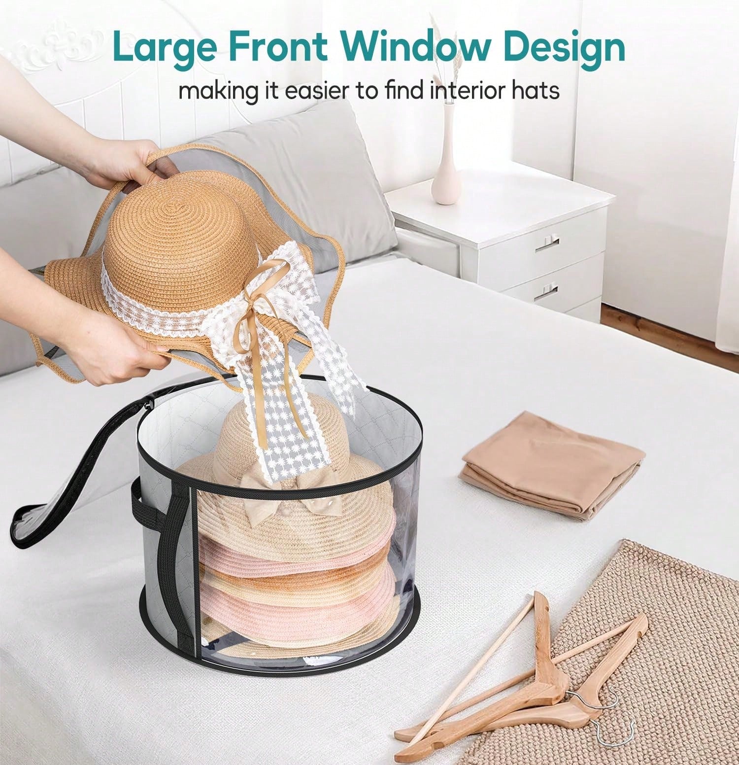 Oversized Clear Hat Storage Bag, Holds Up To 7 Caps Cowboy Hat Organizer For Closet, Wide Brims Hat Case With Carrying Handles