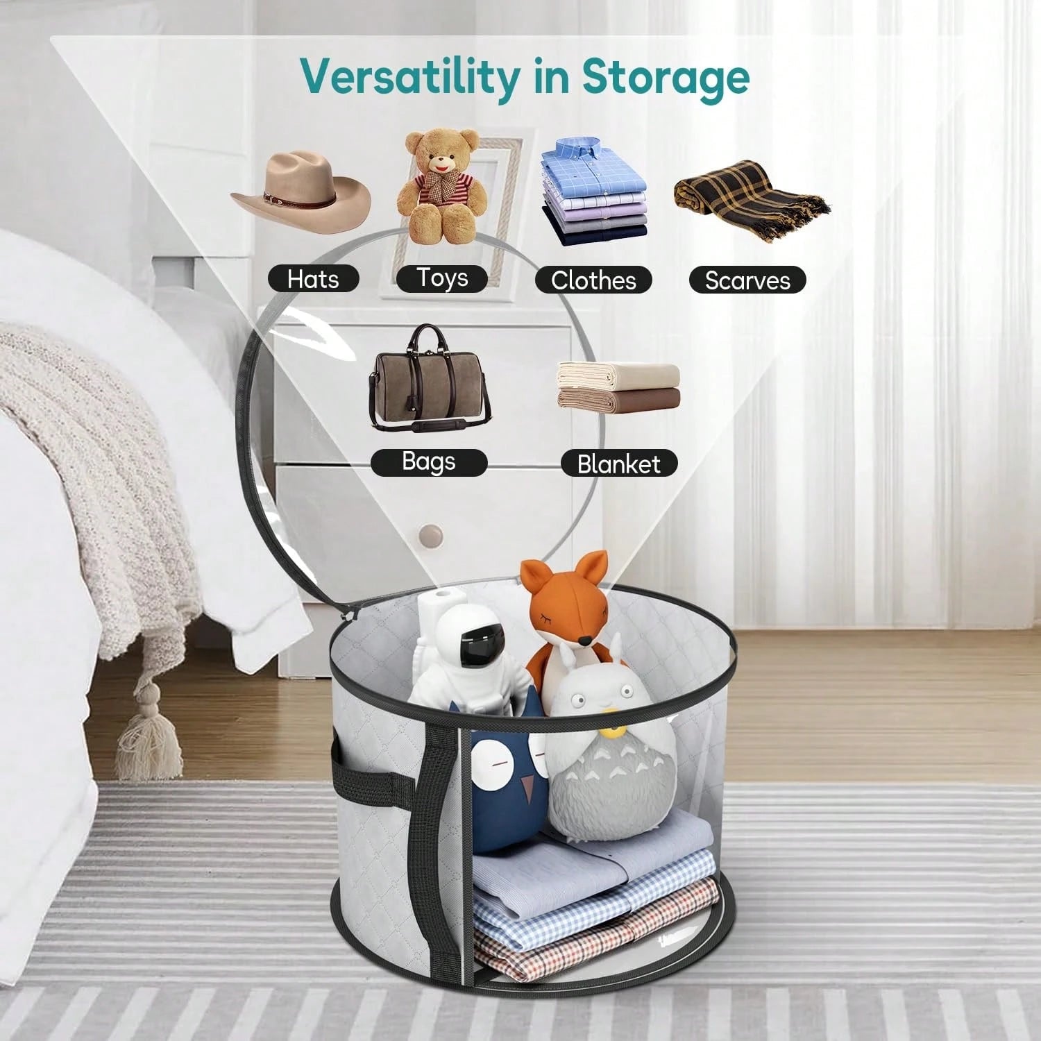 Oversized Clear Hat Storage Bag, Holds Up To 7 Caps Cowboy Hat Organizer For Closet, Wide Brims Hat Case With Carrying Handles