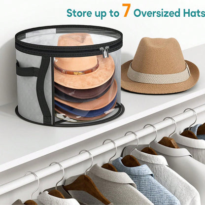 Oversized Clear Hat Storage Bag, Holds Up To 7 Caps Cowboy Hat Organizer For Closet, Wide Brims Hat Case With Carrying Handles