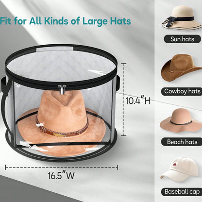 Oversized Clear Hat Storage Bag, Holds Up To 7 Caps Cowboy Hat Organizer For Closet, Wide Brims Hat Case With Carrying Handles