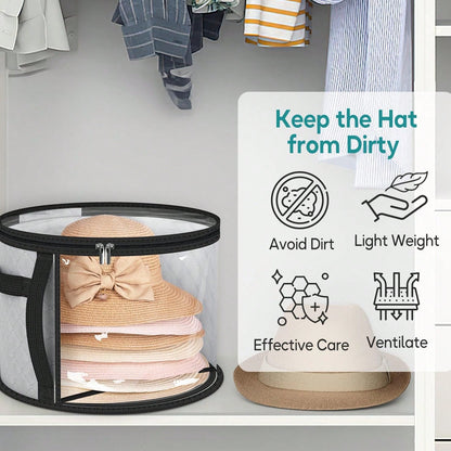 Oversized Clear Hat Storage Bag, Holds Up To 7 Caps Cowboy Hat Organizer For Closet, Wide Brims Hat Case With Carrying Handles