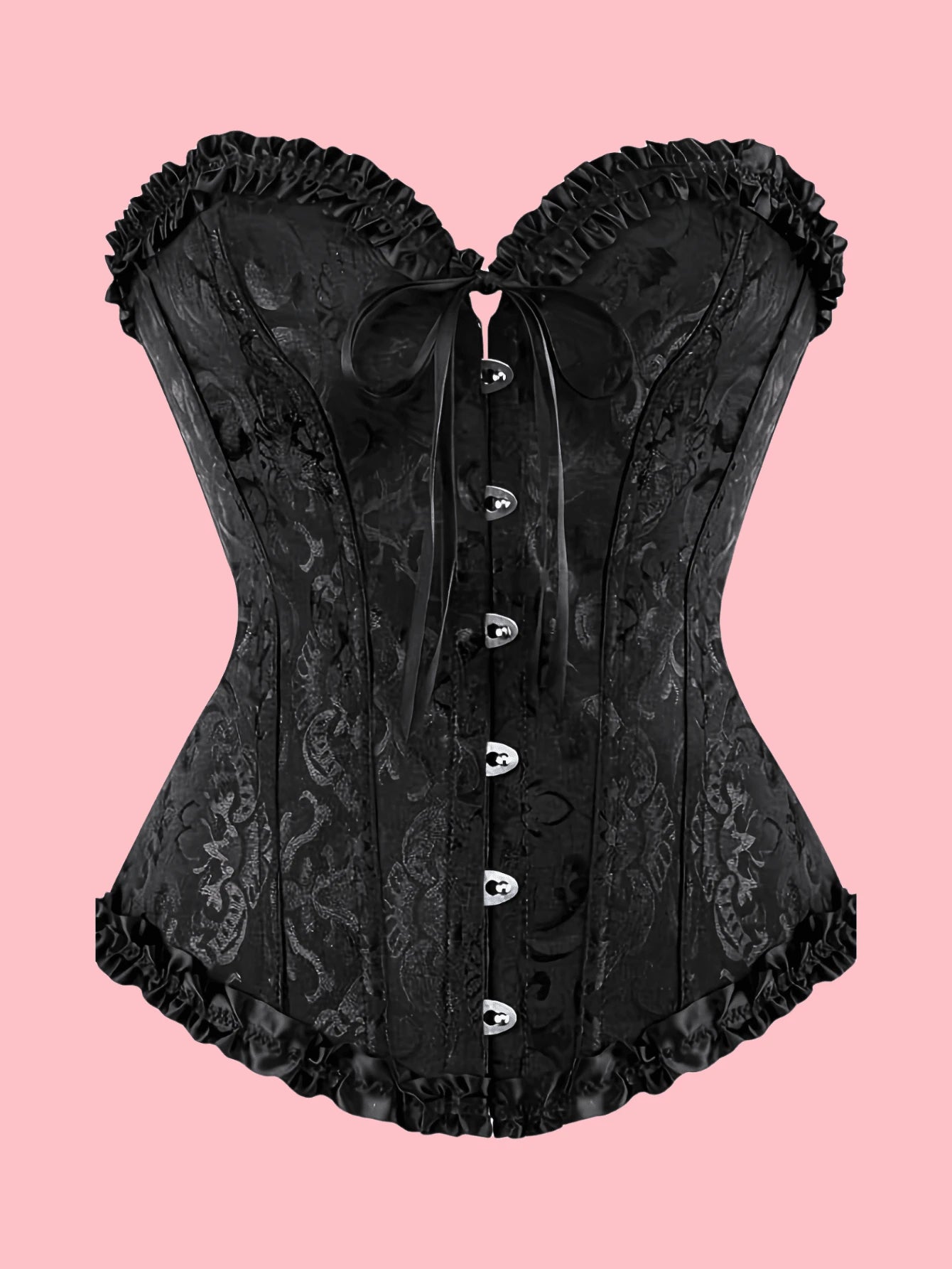 Palace Style Corset With Boning To Shape Waist And Push Up Bust, Sexy Jacquard Shapewear Top, Suitable For Wearing With A Dress, For Halloween, Vintage Look