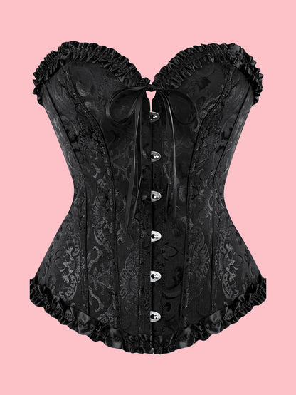 Palace Style Corset With Boning To Shape Waist And Push Up Bust, Sexy Jacquard Shapewear Top, Suitable For Wearing With A Dress, For Halloween, Vintage Look