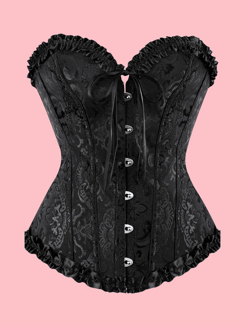 Palace Style Corset With Boning To Shape Waist And Push Up Bust, Sexy Jacquard Shapewear Top, Suitable For Wearing With A Dress, For Halloween, Vintage Look
