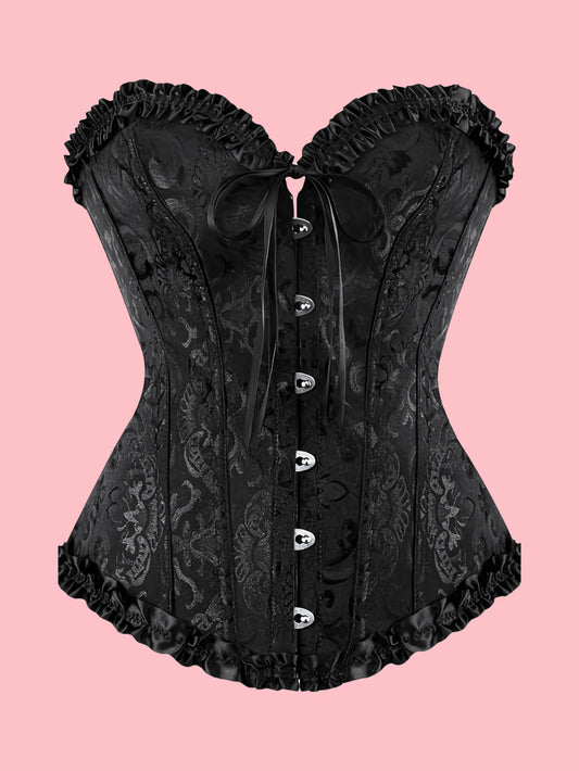 Palace Style Corset With Boning To Shape Waist And Push Up Bust, Sexy Jacquard Shapewear Top, Suitable For Wearing With A Dress, For Halloween, Vintage Look
