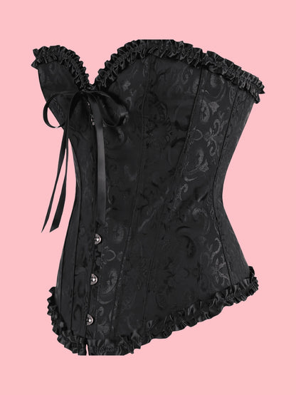 Palace Style Corset With Boning To Shape Waist And Push Up Bust, Sexy Jacquard Shapewear Top, Suitable For Wearing With A Dress, For Halloween, Vintage Look