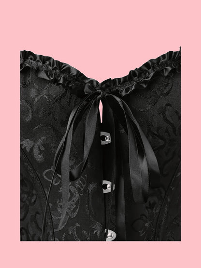 Palace Style Corset With Boning To Shape Waist And Push Up Bust, Sexy Jacquard Shapewear Top, Suitable For Wearing With A Dress, For Halloween, Vintage Look