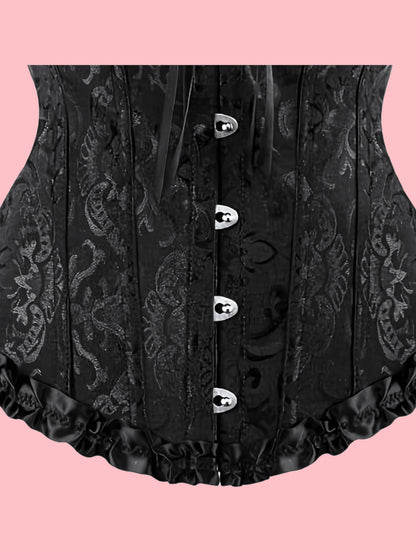 Palace Style Corset With Boning To Shape Waist And Push Up Bust, Sexy Jacquard Shapewear Top, Suitable For Wearing With A Dress, For Halloween, Vintage Look