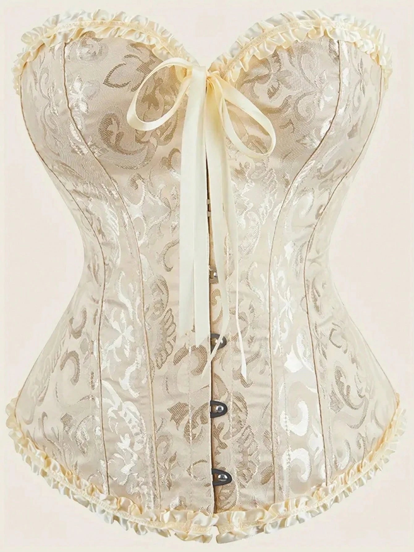 Palace Style Corset With Boning To Shape Waist And Push Up Bust, Sexy Jacquard Shapewear Top, Suitable For Wearing With A Dress, For Halloween, Vintage Look
