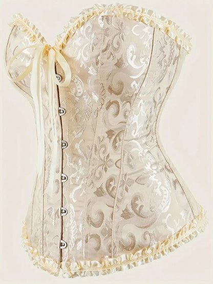 Palace Style Corset With Boning To Shape Waist And Push Up Bust, Sexy Jacquard Shapewear Top, Suitable For Wearing With A Dress, For Halloween, Vintage Look