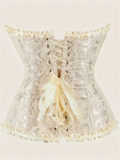 Palace Style Corset With Boning To Shape Waist And Push Up Bust, Sexy Jacquard Shapewear Top, Suitable For Wearing With A Dress, For Halloween, Vintage Look