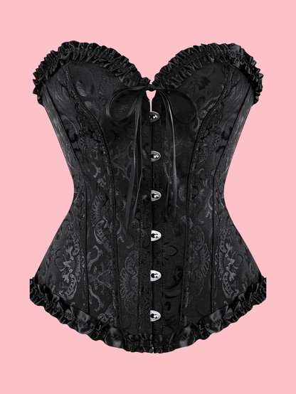 Palace Style Corset With Boning To Shape Waist And Push Up Bust, Sexy Jacquard Shapewear Top, Suitable For Wearing With A Dress, For Halloween, Vintage Look