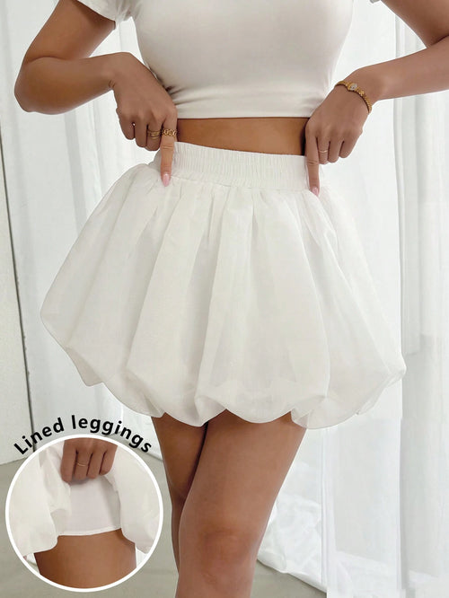 Pariaura Women Summer White Floral Ruffle Hem Mini Skirt, Suitable For Graduation Season