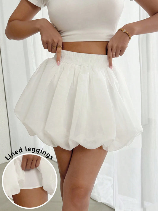 Pariaura Women Summer White Floral Ruffle Hem Mini Skirt, Suitable For Graduation Season