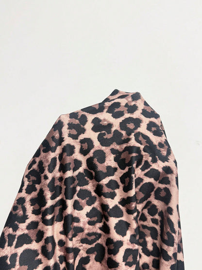 PariChic Women's Casual Leopard Print Round Neck Loose Dress, Summer