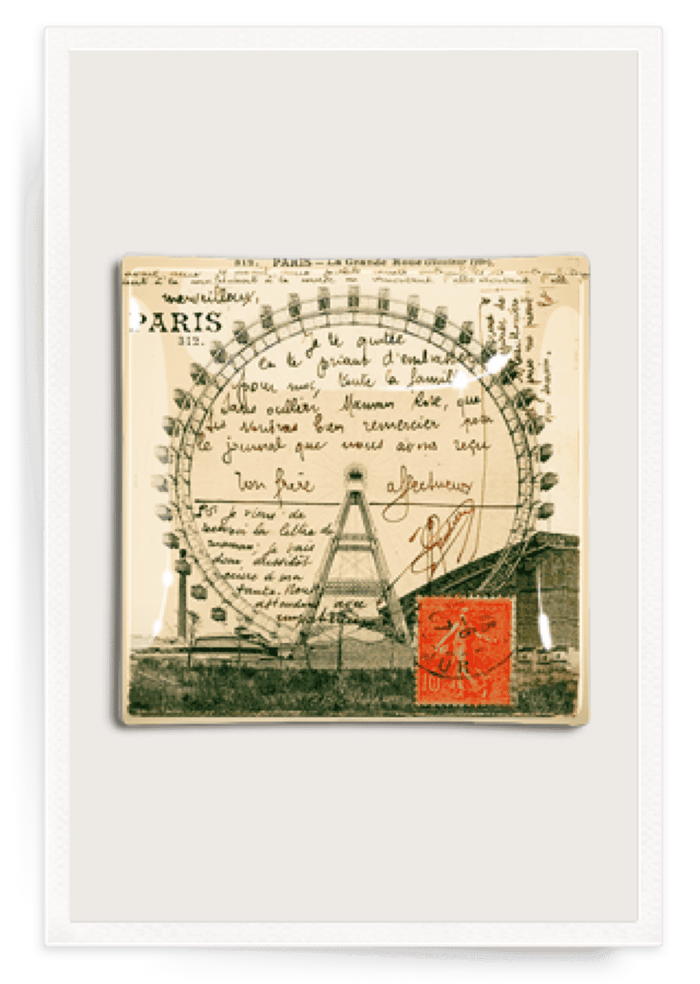 Paris La Grande Ferris Wheel Decoupage Glass Tray - Ben's Garden