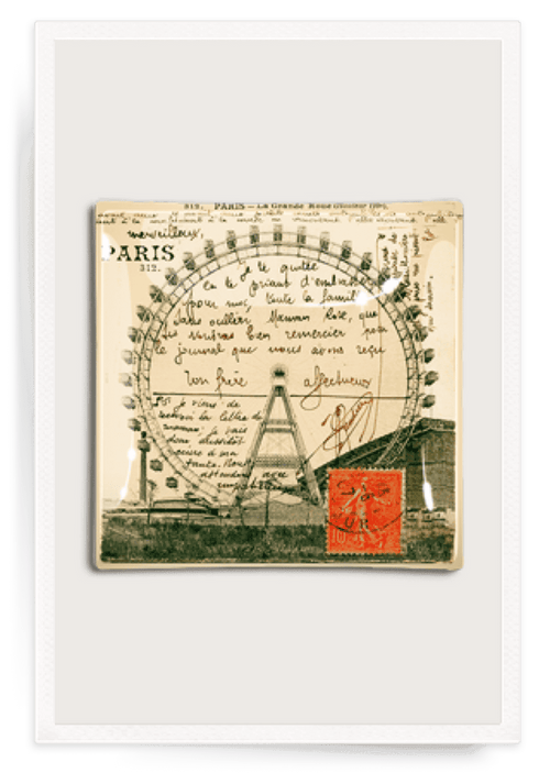 Paris La Grande Ferris Wheel Decoupage Glass Tray - Ben's Garden