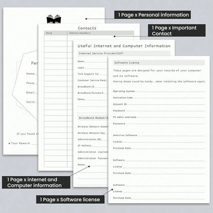 Password Book With Alphabetical Tabs, Hardcover Password Keeper, Size 4.4''x 6.1'' Password Notebook For Saving Internet Login, Username, Password Organizer For Computer Website Logins, Black