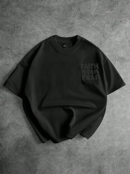 PAVTROS Men's Black Summer Oversized Streetwear City Break T-Shirt,3D Foil Print Letter Slogan,Outdoor Music Festivals Casual Outings Gift For Boyfriend