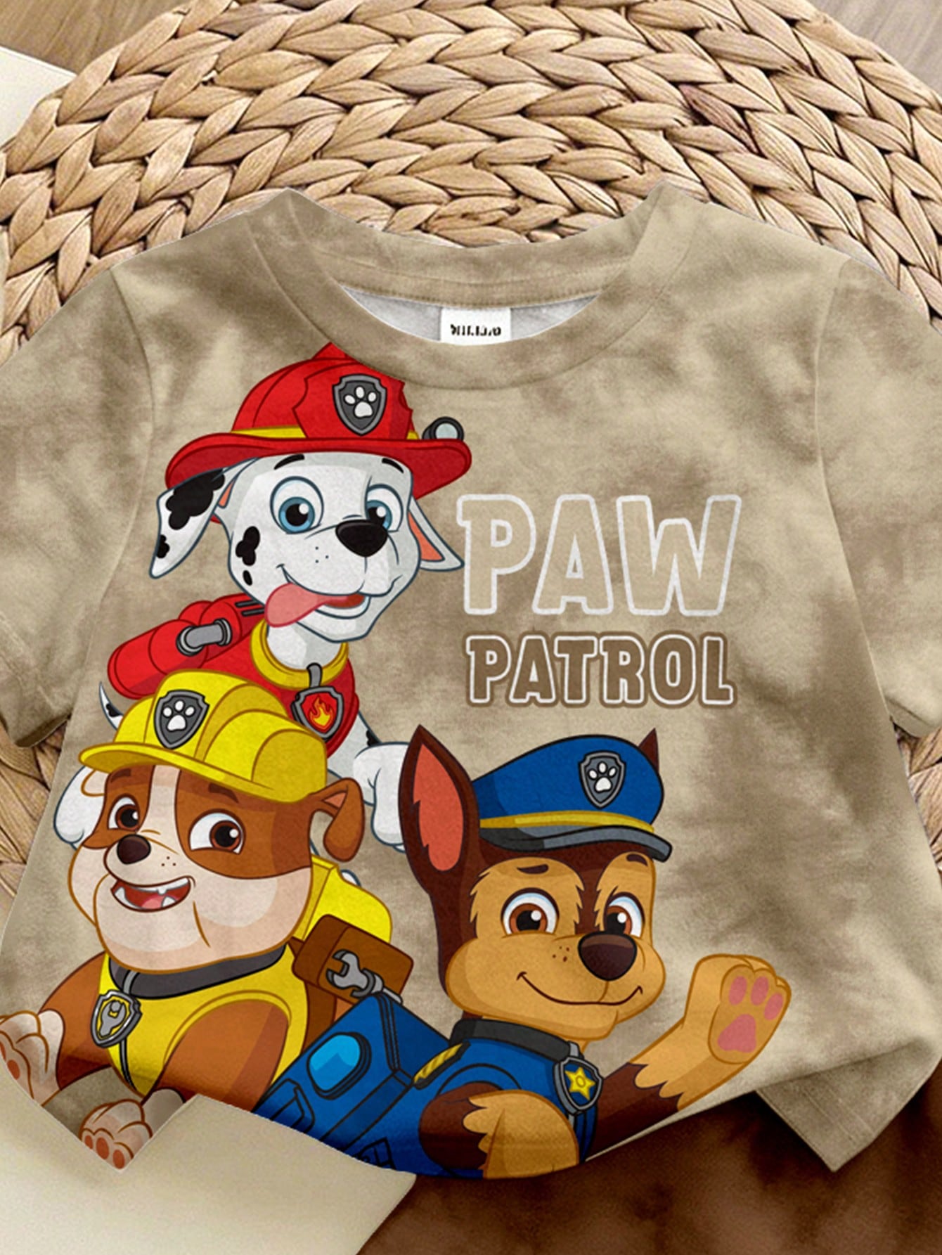 PAW Patrol Baby Boy Casual Simple Soft And Comfortable Tie Dye Classic Cute Cartoon Pattern Print Puppy Round Neck Short Sleeve T-Shirt Shorts 2pcs Set Summer