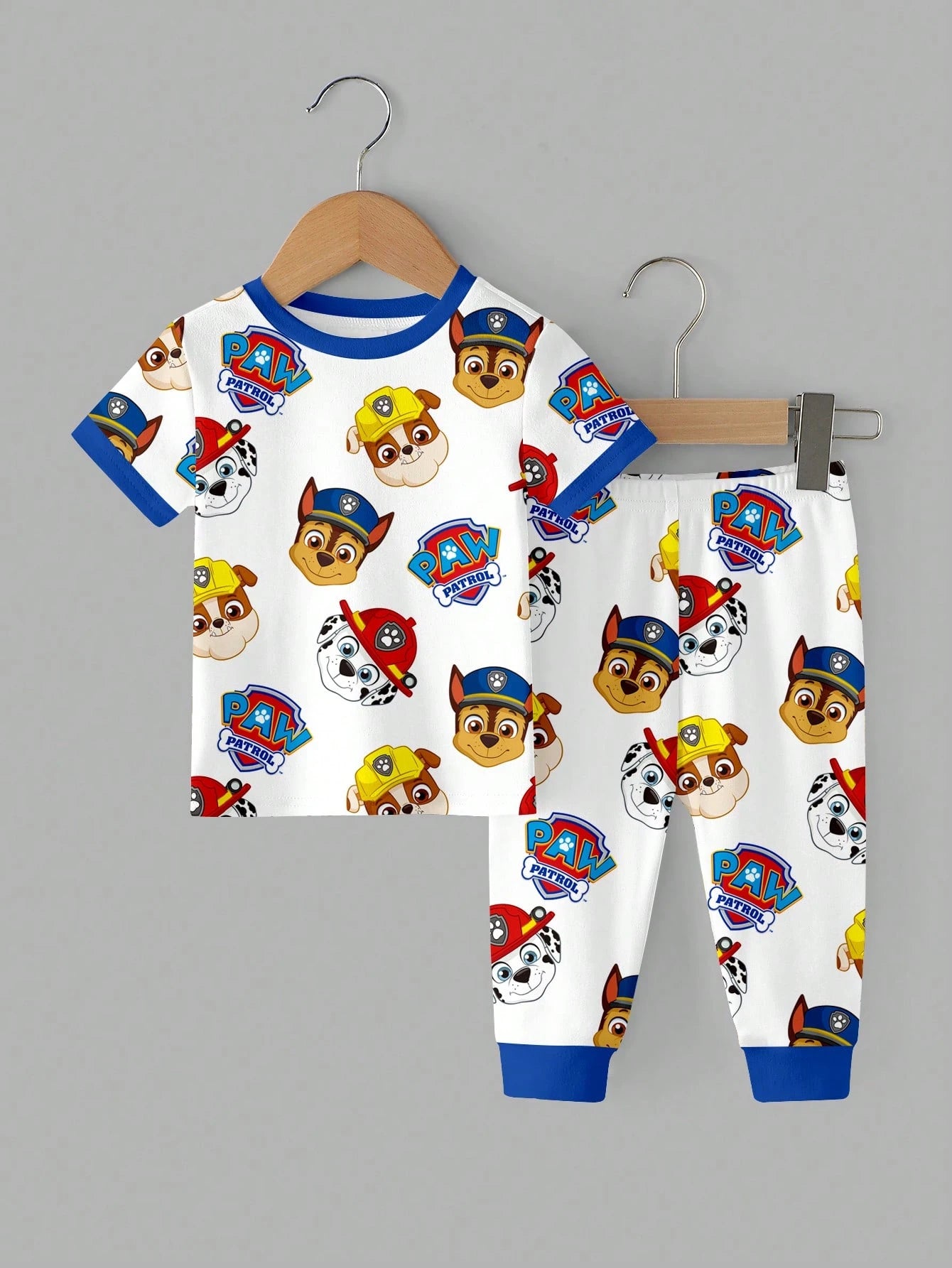 PAW Patrol Baby Boy Round Neck Cartoon Pattern Short Sleeve Top And Long Pants Casual Daily Home Pajama Set