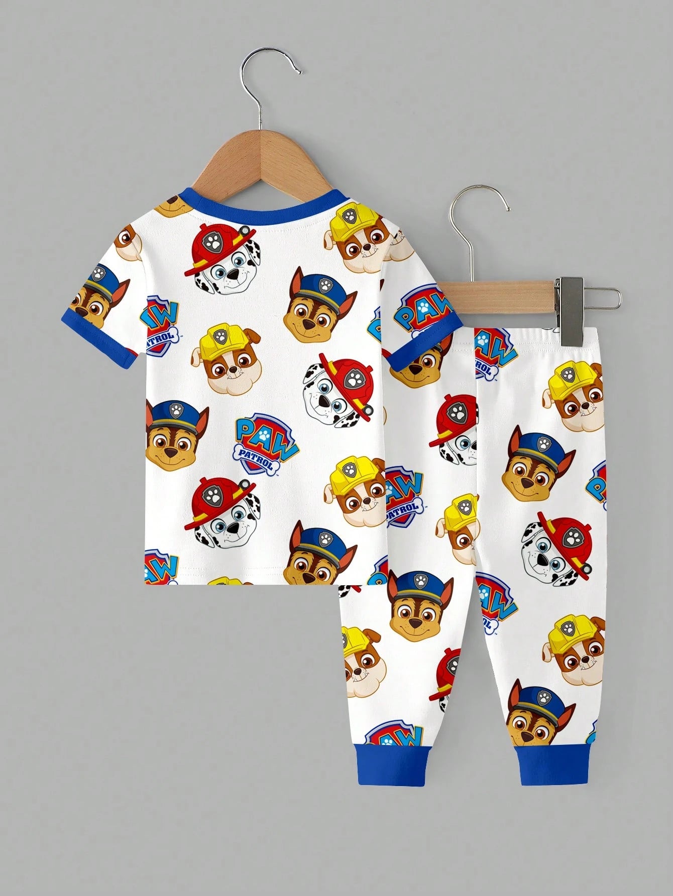 PAW Patrol Baby Boy Round Neck Cartoon Pattern Short Sleeve Top And Long Pants Casual Daily Home Pajama Set