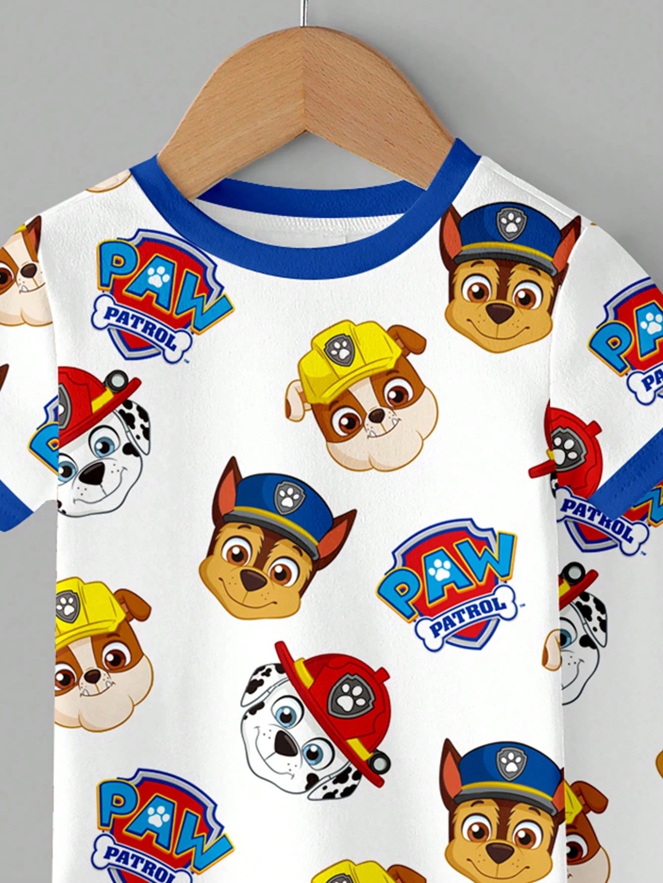 PAW Patrol Baby Boy Round Neck Cartoon Pattern Short Sleeve Top And Long Pants Casual Daily Home Pajama Set