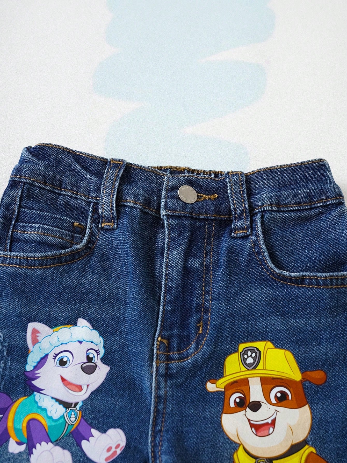 PAW Patrol Young Boy Cartoon Puppy Print Pocket Zipper Casual Denim Pants