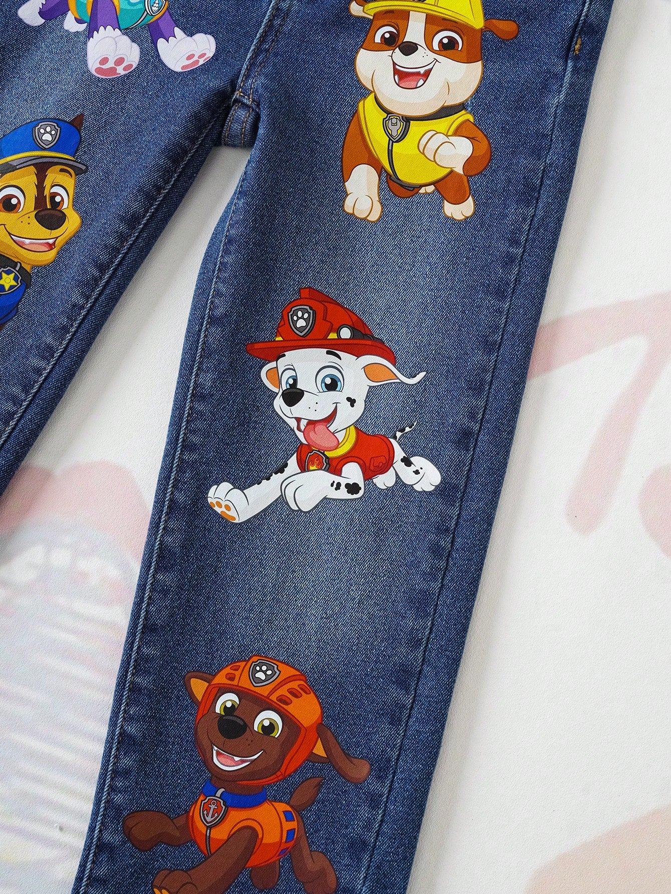 PAW Patrol Young Boy Cartoon Puppy Print Pocket Zipper Casual Denim Pants