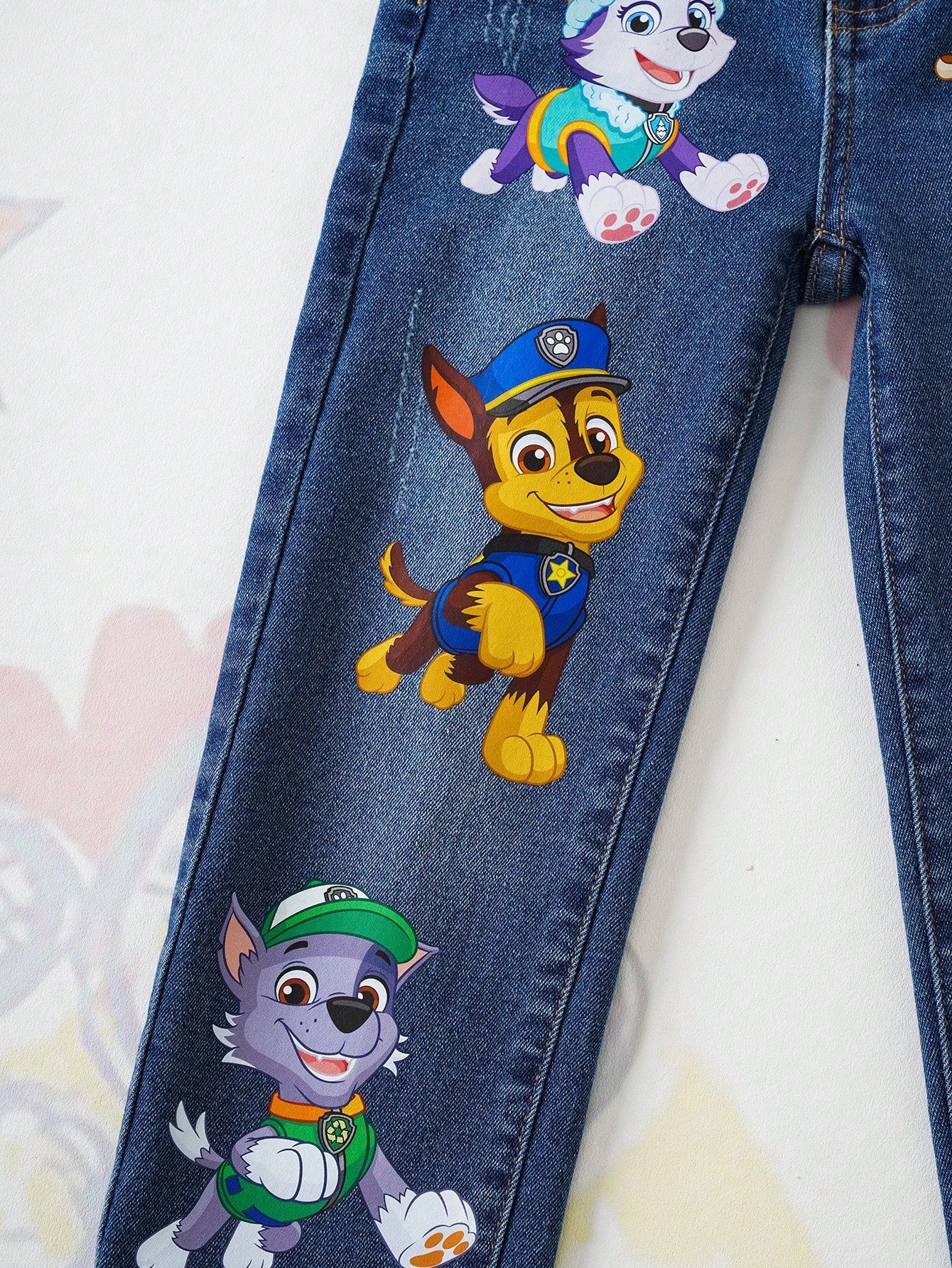 PAW Patrol Young Boy Cartoon Puppy Print Pocket Zipper Casual Denim Pants