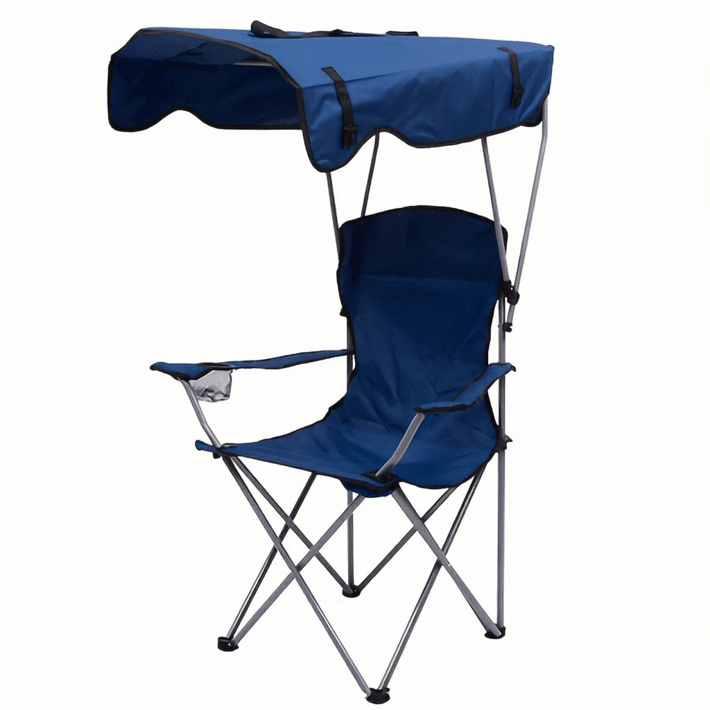 PDZZZD Outdoor Beach Chair, Portable Folding Camping Chair With Sunshade Top, Equipped With Cup Holder And Storage Bag, Foldable Sunshade Chair Suitable For Camping, Fishing, Picnicking, And Rear End
