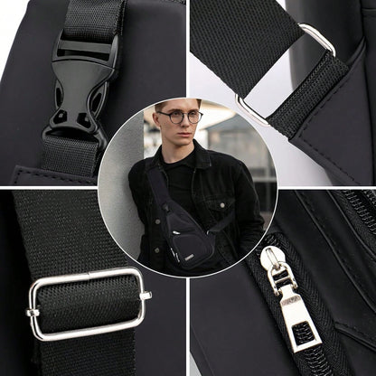 Peicees Mens Leather Crossbody Bag Sling Bag Man Purse Waterproof Sling Backpack Daypack Body Chest Bag Men