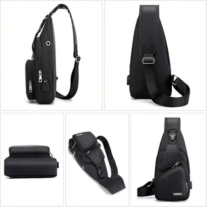 Peicees Mens Leather Crossbody Bag Sling Bag Man Purse Waterproof Sling Backpack Daypack Body Chest Bag Men