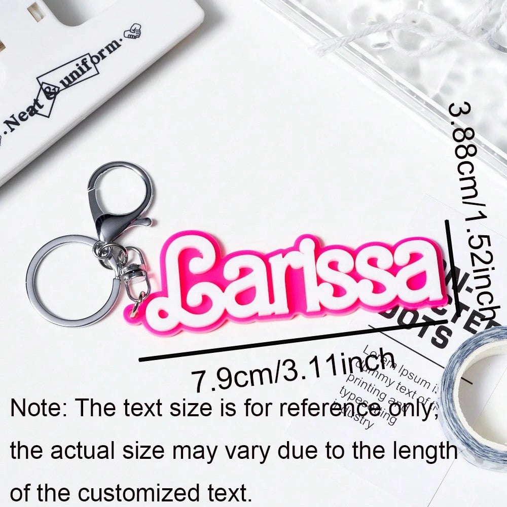 Personalized Acrylic Letter Keychain Bag Charm Pink Accessories Custom Hanging Keychain, Gift For Her