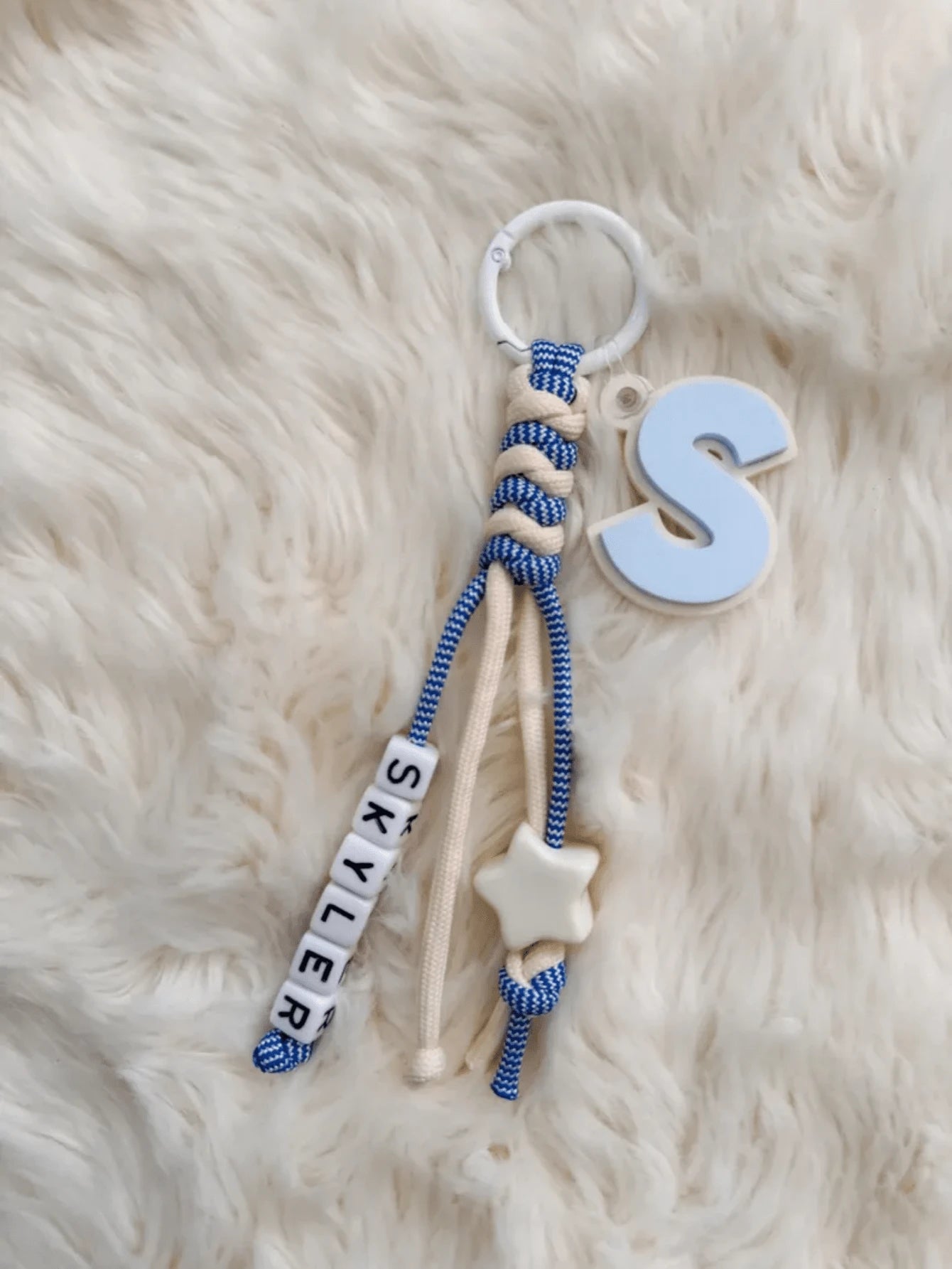 Personalized Initial Bag Charm With Paracord & Custom Name, Cute Backpack Keychain Pendant For School Bag, Purse Accessory Gift For Girls Women