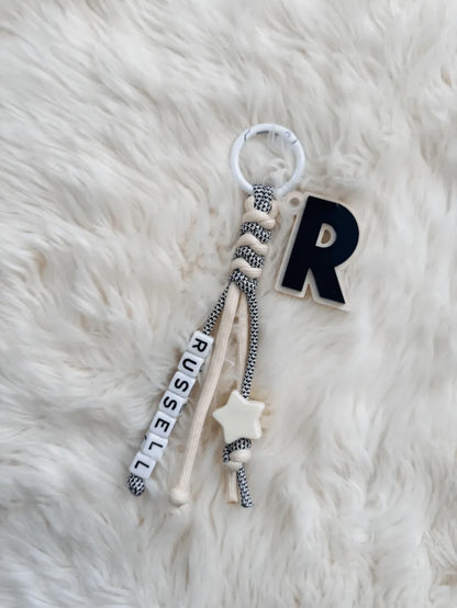 Personalized Initial Bag Charm With Paracord & Custom Name, Cute Backpack Keychain Pendant For School Bag, Purse Accessory Gift For Girls Women