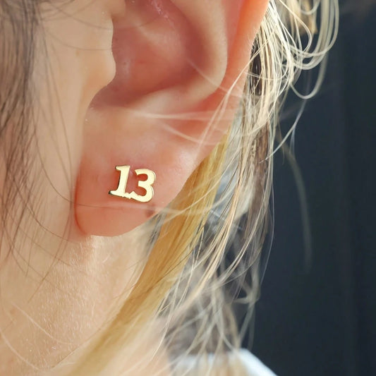 Personalized Lucky Number Stud Earrings For Women, Custom Name Football Number Earrings, Date Commemorative Earrings, Gifts For Football Players