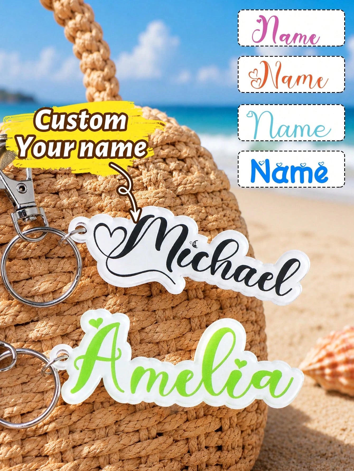 Personalized Name Keychain Pendant, Cute And Colorful, Suitable For Bags, Backpacks And Car Keys, Perfect As A Decorative Gift For Friends And Family
