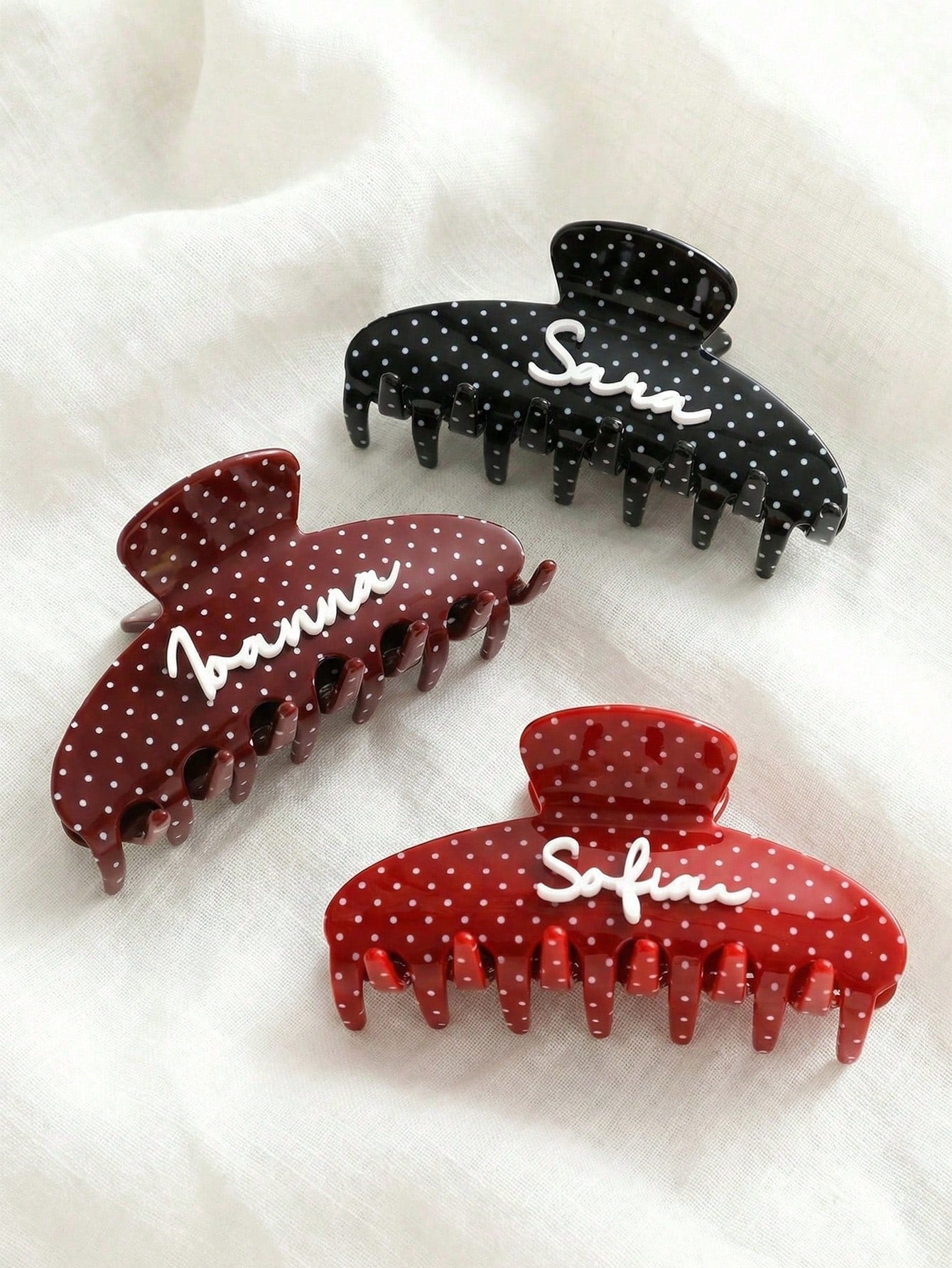 Personalized Polka Dot Name Custom Hair Clip, Bridesmaid Gift Hair Claw, Personalized Hair Accessory, Y2K Hair Accessories