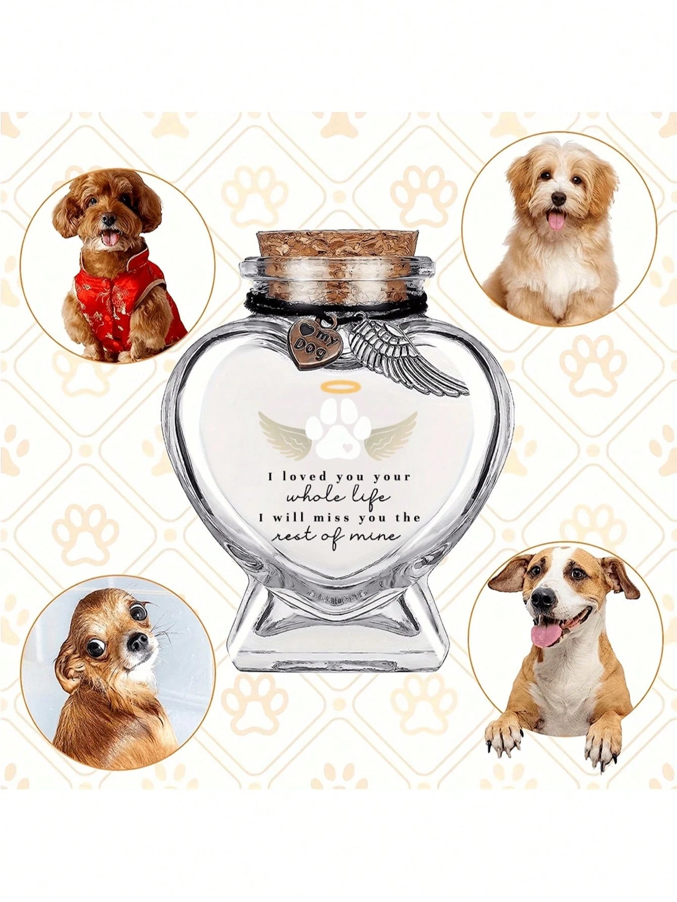 Pet Hair Memorial Bottle, Pet Fur Keepsake, Pet Hair Memento, Pet Memorial Urn Box For Ashes
