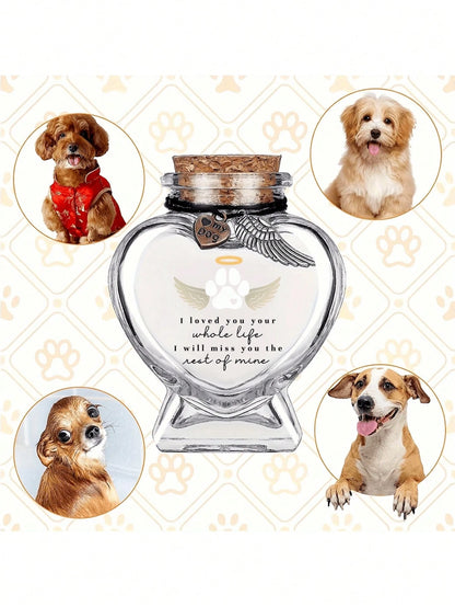 Pet Hair Memorial Bottle, Pet Fur Keepsake, Pet Hair Memento, Pet Memorial Urn Box For Ashes