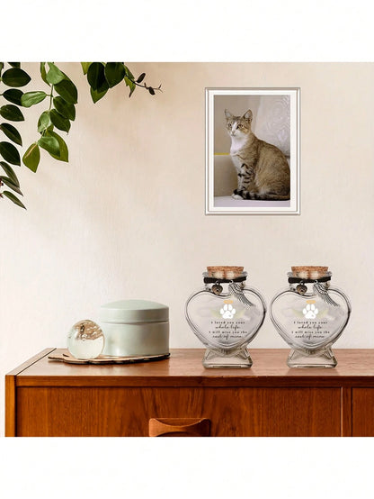 Pet Hair Memorial Bottle, Pet Fur Keepsake, Pet Hair Memento, Pet Memorial Urn Box For Ashes